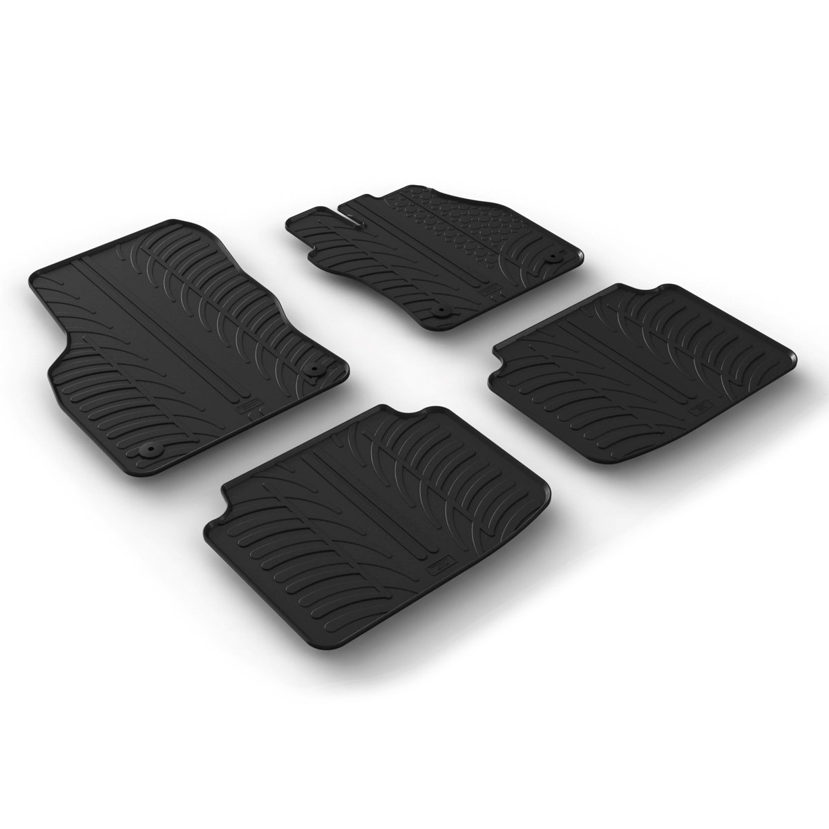 Gledring Tailored Black Rubber 4 Piece Floor Mat Set to fit Skoda Superb Mk.3 2015 - 2024