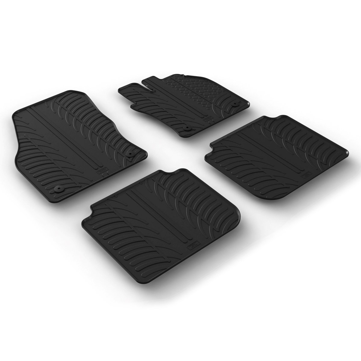 Gledring Tailored Black Rubber 4 Piece Floor Mat Set to fit Skoda Kodiaq Mk.1 2017 - 2024