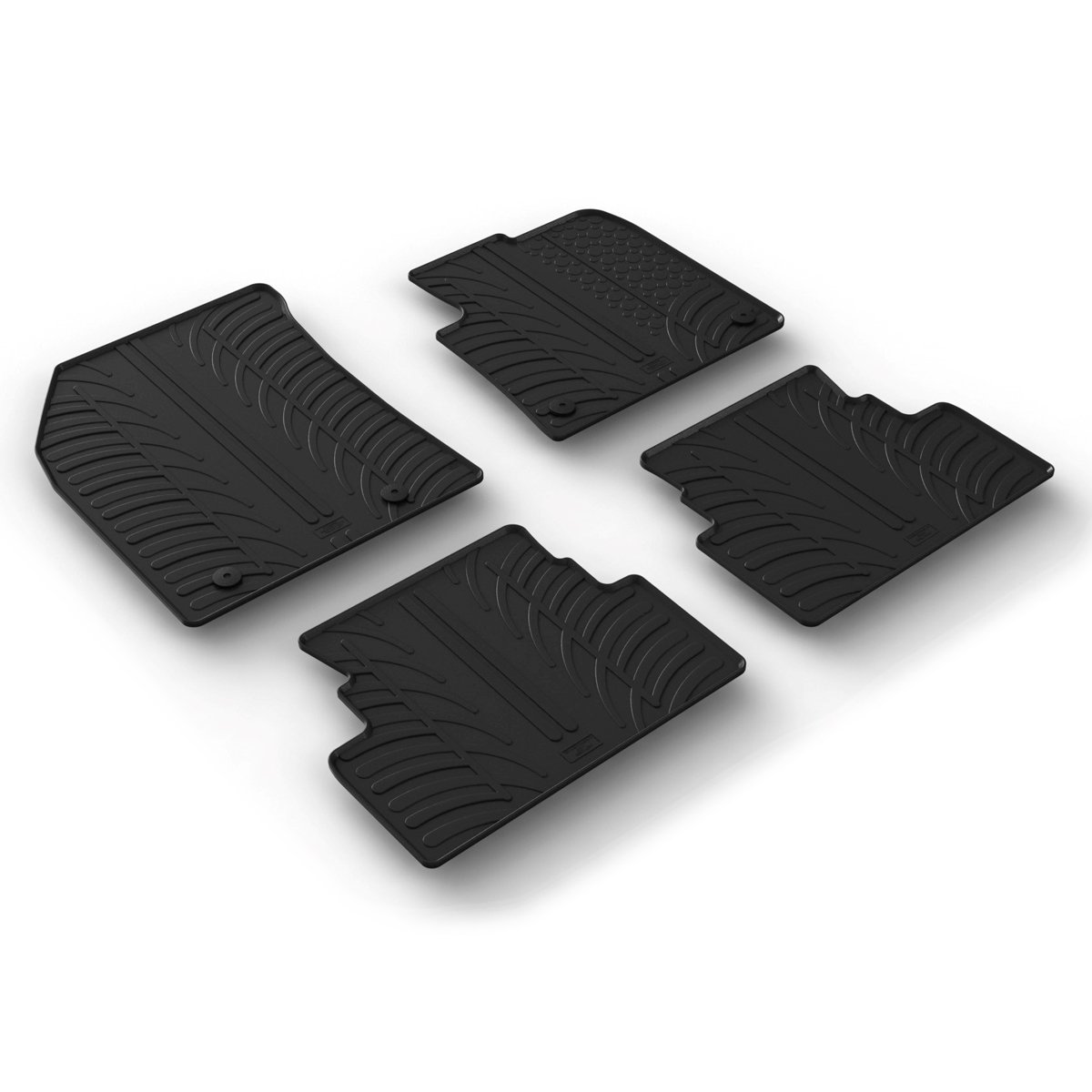 Gledring Tailored Black Rubber 4 Piece Floor Mat Set to fit Vauxhall Grandland Mk.1 2017 - 2024