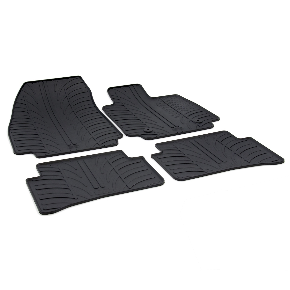 Gledring Tailored Black Rubber 4 Piece Floor Mat Set to fit Renault Clio Hatchback Mk.4 2013 - 2019