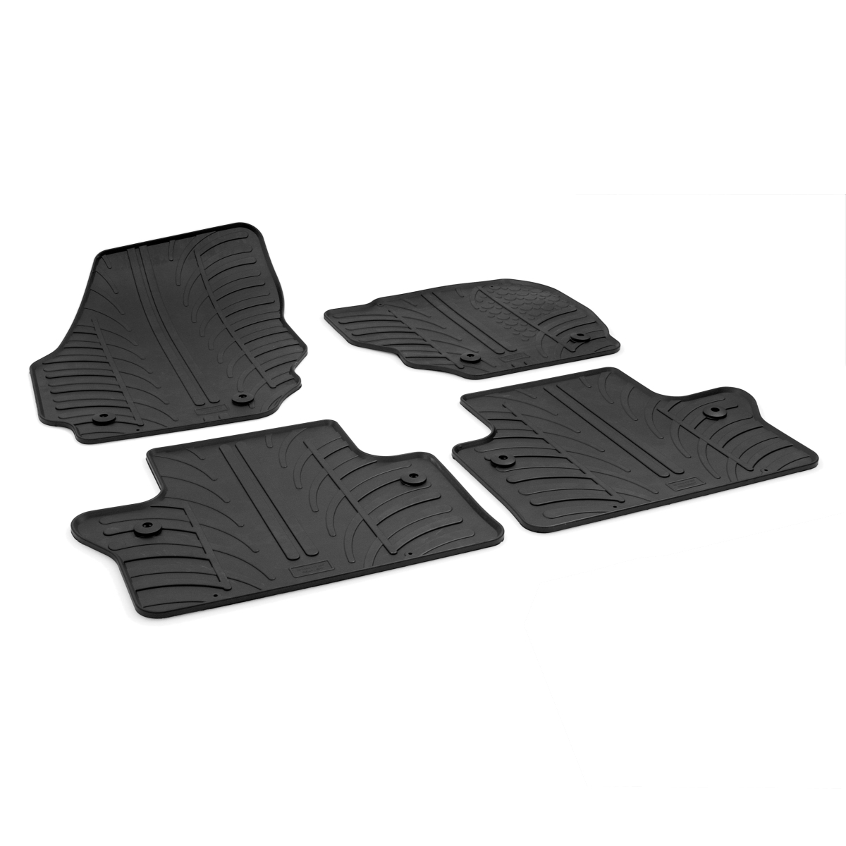 Gledring Tailored Black Rubber 4 Piece Floor Mat Set to fit Volvo V70 Mk.3 (Automatic) 2007 - 2016