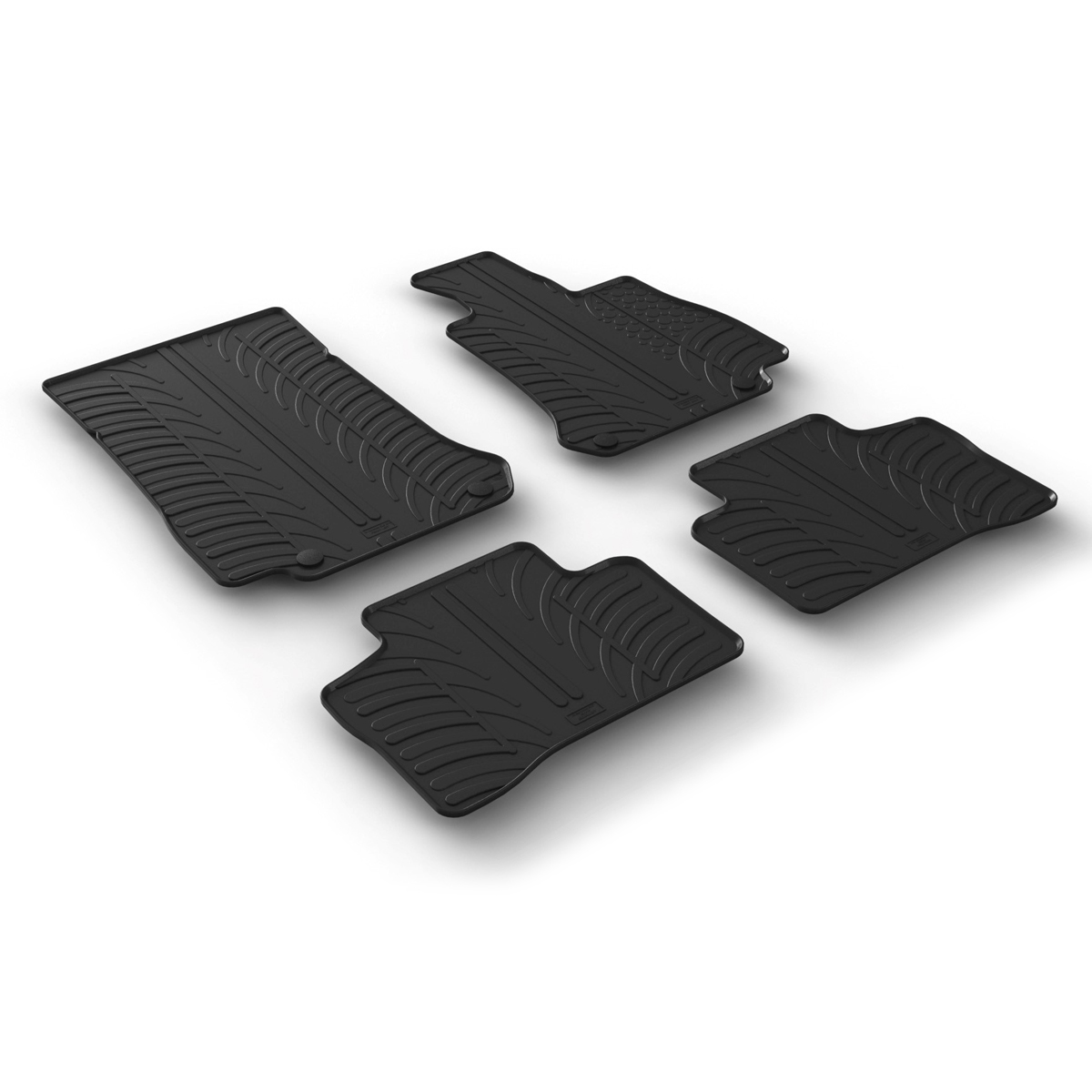 Gledring Tailored Black Rubber 4 Piece Floor Mat Set to fit Mercedes GLC SUV (X253) 2015 - 2022