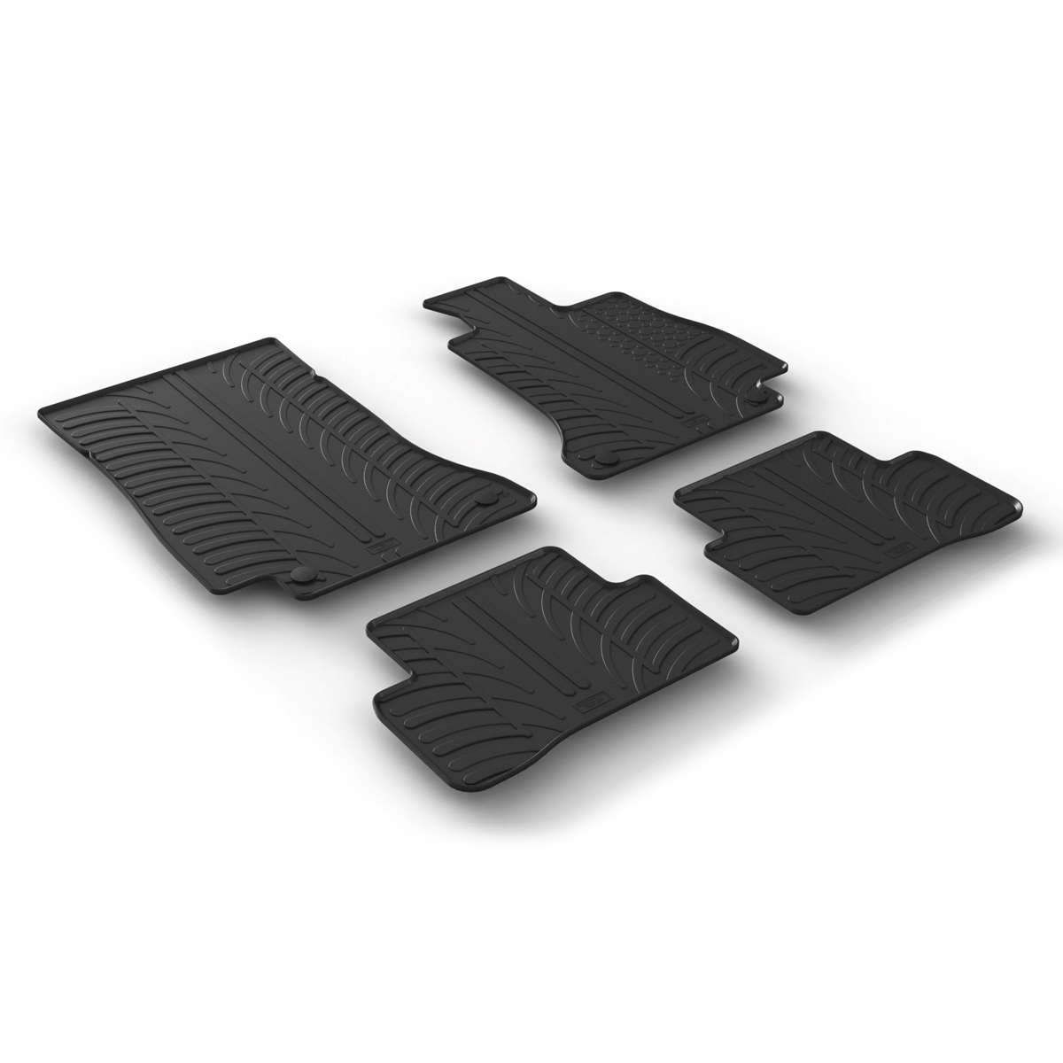 Gledring Tailored Black Rubber 4 Piece Floor Mat Set to fit Mercedes C Class Saloon (W205) & Estate (S205) 2014 - 2021