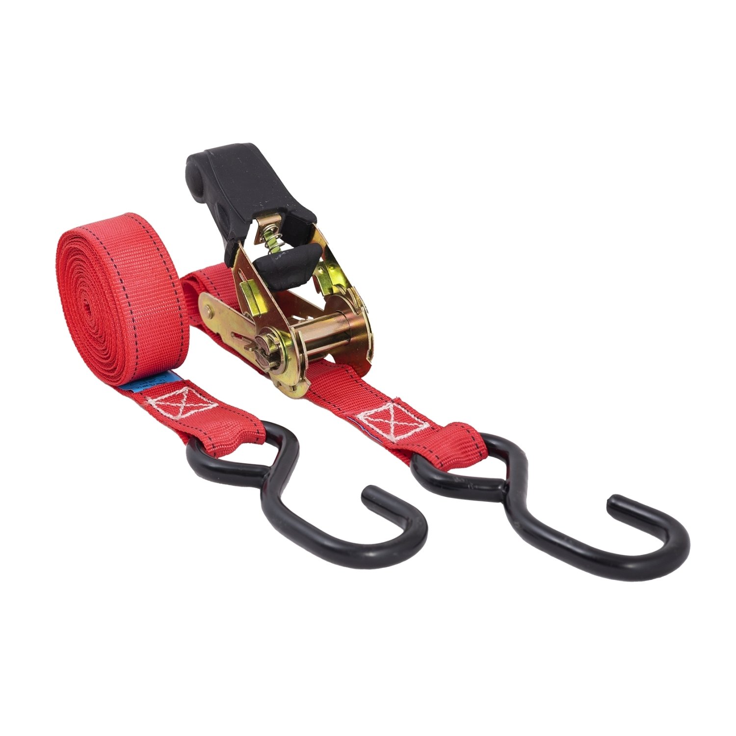 Polaire Single Red Ratchet Strap with S-Hook 25mm x 5m