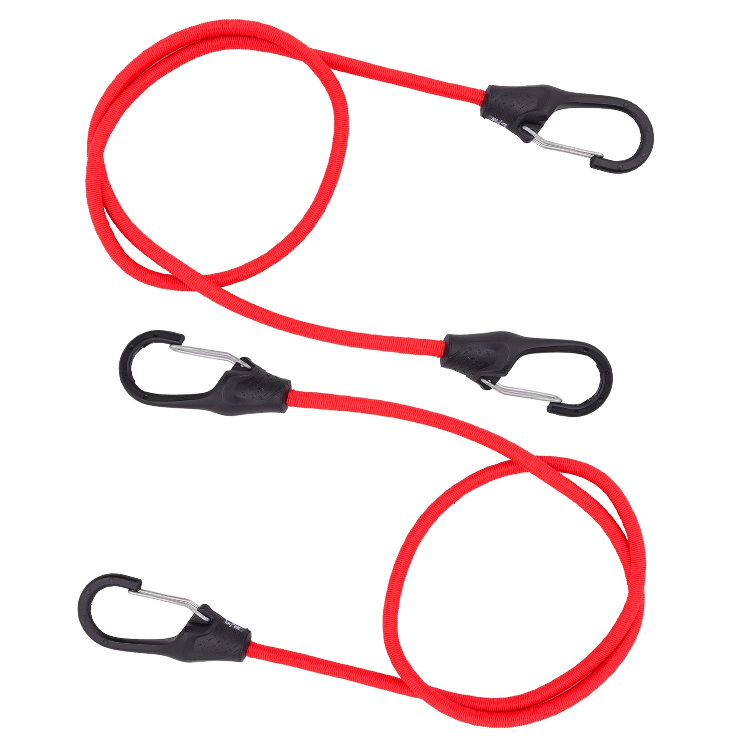 Polaire Set of 2 Red Bungee Cords with Carabiner 80cm x 9mm