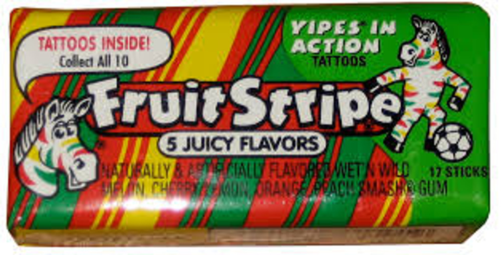 Juicy Five Flavor Fruit Stripe Gum  Zebs General Store