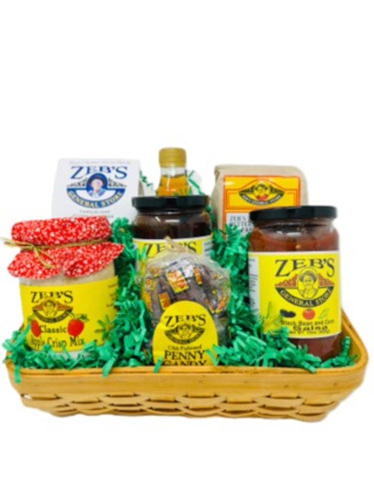 This ready-made gift basket features some of our favorite private labeled Zeb's Products! From our hearty corn chowder soup mix to our classic apple crisp mix, there's something for everyone to enjoy. If you're looking for a basket that perfectly represents the wide range of products we proudly provide, look no further!