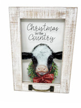 Elevate your Christmas spirit with this adorable rustic sign featuring a sweet cow adorn with a festive wreath!



-Wall mount included

-Detentions: 14" by 10" 