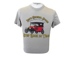 Step back in time with this 100% cotton t-shirt featuring our notorious "Zebmobile" Model T  inspired design, custom printed for us by Barn Door Screen Printers!