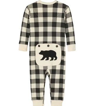 Hatley Cream Plaid Bear Infant Union Suit