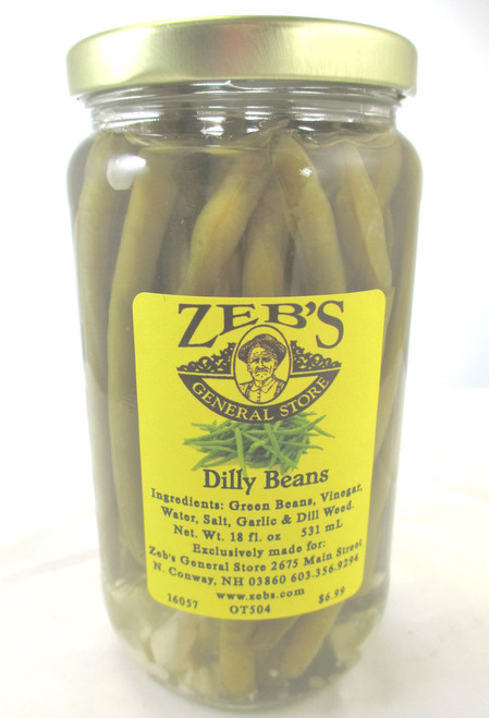 Enjoy Zeb's Dilly Beans as a snack or on top of your favorite salad! Pickled with garlic and fresh dill weed.

18 oz.
