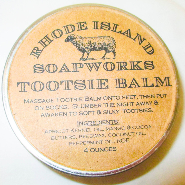 This is the perfect remedy for tired and achy dry feet. Just rub the tootsie balm on your feet, put on socks, and that's it! Either do it before bed or when you are just relaxing. Fresh ingredients provide for a relaxing aroma.

4 oz.