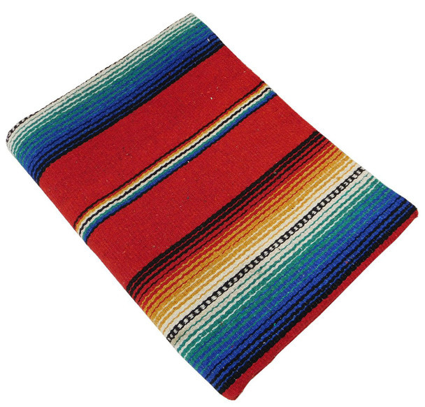 Authentic Mexico Red Striped Yoga Roll Blanket (56