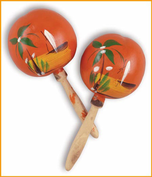 Pair Gourd Traditional - Bright Painted Mexican Maracas 9