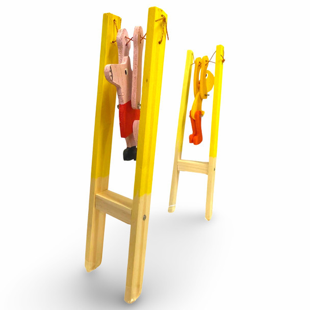 Folk Toys Wood Flap Jack Agile Acrobat Trapeze Tricks Wooden Toy