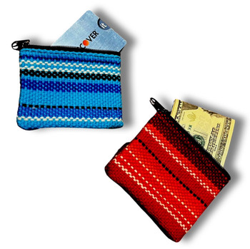 Woven Wool Striped Cajamarca Coin Purse 3" x 4" Zippered