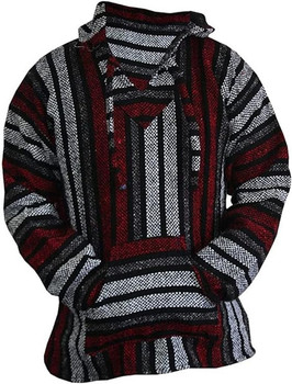 Unisex Extra Large Recycled Fibers Striped Hoodie Baja Shirt - Assorted Colors