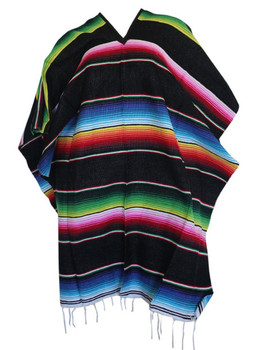 Multicolored Striped Poncho Sarape for Adults (40" x 50") - One Size Assorted