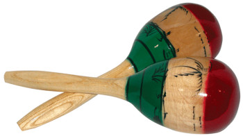 Small Genuine Maraca Pair - 6" Wooden, Tri-Color Set