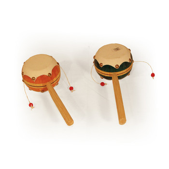Mexican Wooden Toy Leather Tambourine - Spin Drum Toy, 3.5" Mexican Wooden Toy Leather Tambourine - Spin Drum Toy, 3.5"