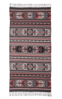 Light Brushed Woven Shawl - Jacquard Reversible 50% Wool 50% Acrylic with Tassels