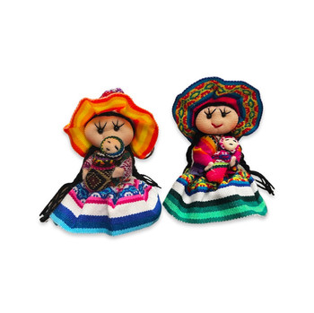 Keychain Worry Doll Sitting Classic Peruvian Traditional Dressed Doll 4" Andes Aguayo Keychain Worry Doll Sitting Classic Peruvian Traditional Dressed Doll 4" Andes Aguayo
