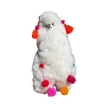 Large Alpaca Standing Plush Doll White Fur 24" Tall Natural Artisan Made Large Alpaca Standing Plush Doll White Fur 24" Tall Natural Artisan Made