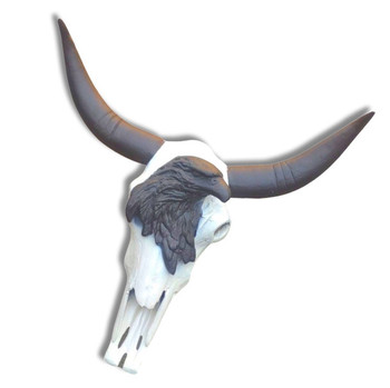 Bone Color Painted Aluminum Skull and Eagle Life Size 22" x 22"x 10" Wall Art Garden Accent Bone Color Painted Aluminum Skull and Eagle Life Size 22" x 22"x 10" Wall Art Garden Accent