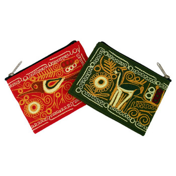 Colca Canyon Cotton Embroidered Coin Purse 3" x 4" Zippered Variety Colca Canyon Cotton Embroidered Coin Purse 3" x 4" Zippered Variety