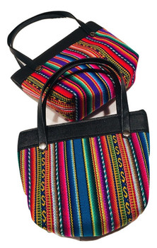 Little Purse with Two Handles Zippered Genuine Manta Cotton Woven Peru Little Purse with Two Handles Zippered Genuine Manta Cotton Woven Peru