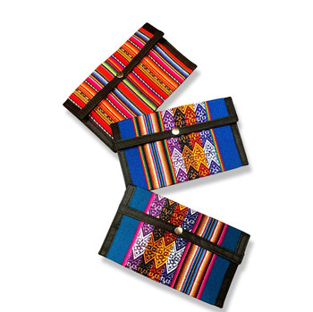 Woven Original Manta Cotton Purse Pouch With Zipper & Snap Closure Woven Original Manta Cotton Purse Pouch With Zipper & Snap Closure