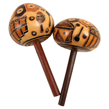 Geometric Stick Maraca - Carved Rattlers Single 7" (Gourd)