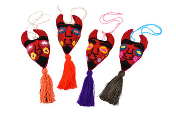 Embroidered Felt Devil Female Mexican Oaxaca Tassel Ornament  Pom Pom Embellishment Embroidered Felt Devil Female Mexican Oaxaca Tassel Ornament  Pom Pom Embellishment