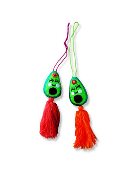 Embroidered Avocado Wool Felt Yarn Ornament  Pom Pom Bag Embellishment Embroidered Avocado Wool Felt Yarn Ornament  Pom Pom Bag Embellishment