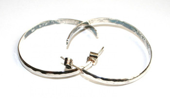 1.5" Handcrafted Alpaca Silver Hammered Hoops Earrings
