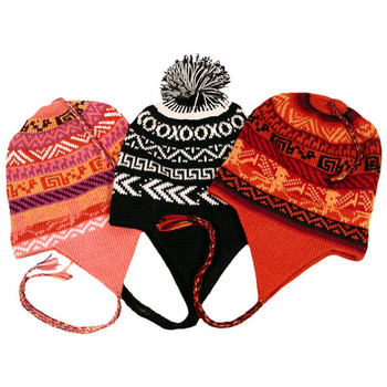 Andean Blend Chullo Ski Cap Adult Size Geometric Winter Hat