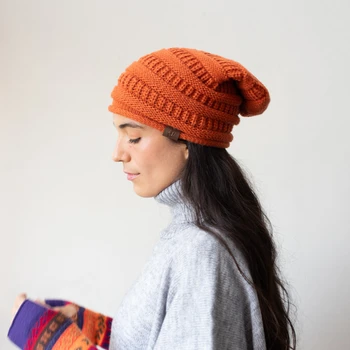 Cozy Slouchy Beanie Hat Over-sized 100% Andean Alpaca Natural Colors Soft and Warm