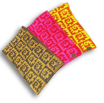 Extra Fine Infant Alpaca Scarf with Peruvian Pre-Columbian Icon Varied Colors