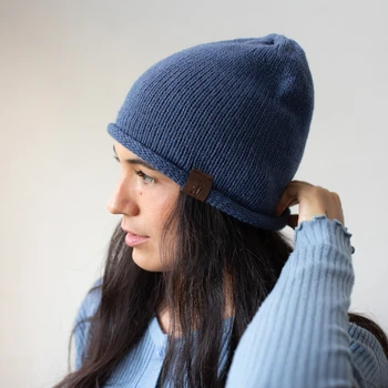 Katty Reversed Knit 100% Andean Alpaca Adult Beanie Solid Earth Tone Color Assortment