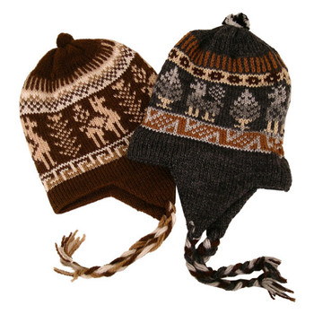 Andean Blend Chullo Ski Cap Adult Size Geometric Winter Hat