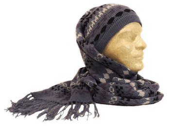 Faire-Isle Turquoise Blues 100% Alpaca Knit Scarf 8" x 74"