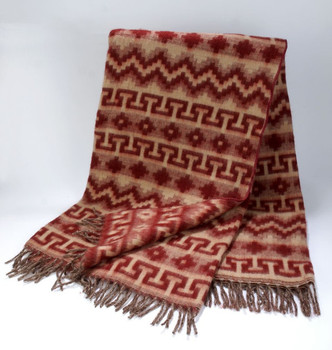 Maroon Fringed Brushed Alpaca Geometric Blanket - Home Throw Maroon Fringed Brushed Alpaca Geometric Blanket - Home Throw