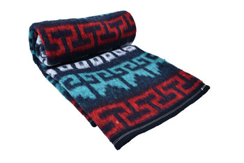 Recycled Alpaca Wool Acrylic Brushed Blanket Throw Geometric Heritage Style - 60" x 84"