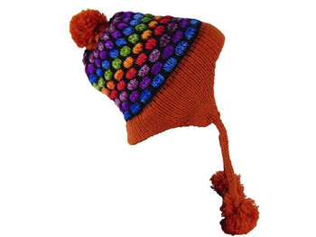 Andean Blend Chullo Ski Cap Adult Size Geometric Winter Hat
