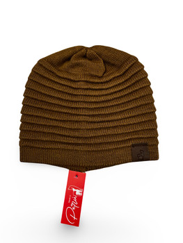 Aspen Beanie - Fine Pleated Bands Adult 100% Baby Alpaca Oversized PomPom