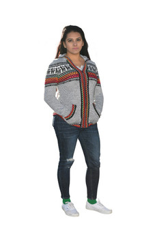 Sweater Hooded Zip Up Cardigan - Gray Shades Unisex Peru Sweater Hooded Zip Up Cardigan - Gray Shades Unisex Peru