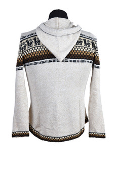 Alpaca Hooded Knobbly Sweater - Neutral Colors Zip Up Natural Tan Shades Unisex XXL Alpaca Hooded Knobbly Sweater - Neutral Colors Zip Up Natural Tan Shades Unisex XXL