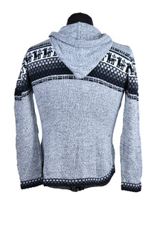 Alpaca Hooded Knobbly Sweater - Neutral Colors Zip Up Gray Shades Unisex XXL Alpaca Hooded Knobbly Sweater - Neutral Colors Zip Up Gray Shades Unisex XXL