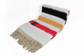 Ultra Plush Trade White Alpaca Blanket Striped Fringed Classic Vintage Ultra Plush Trade White Alpaca Blanket Striped Fringed Classic Vintage