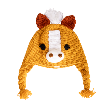 Majestic Horse Knit Alpaca Beanie Wildlife Ear Flaps Beanie Ski 100% Wool Animal Hat/Cap